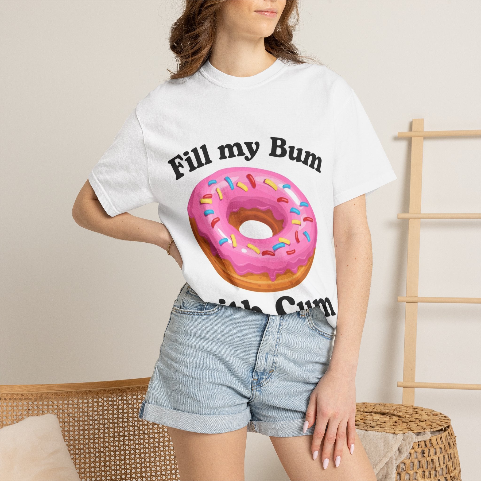 Graphic T-Shirt — "Fill My Bum with Cum" Donut Graphic