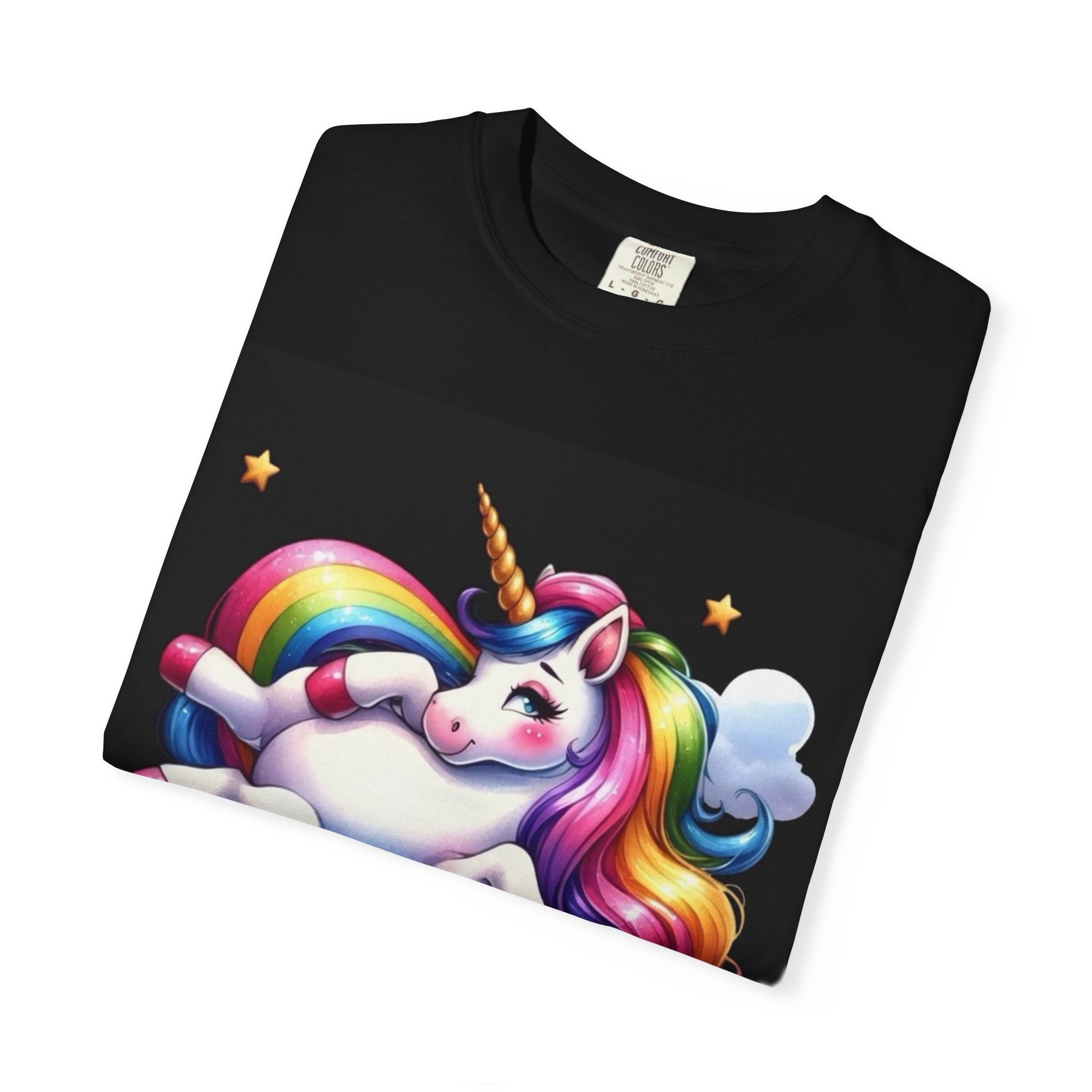 Graphic T-Shirt — "I'm Here for the Gangbang" Funny Rainbow Unicorn Tee
