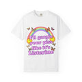 Graphic T-Shirt — "I'll Gargle Your Piss Like It's Listerine" Retro Rainbow Butterfly Tee