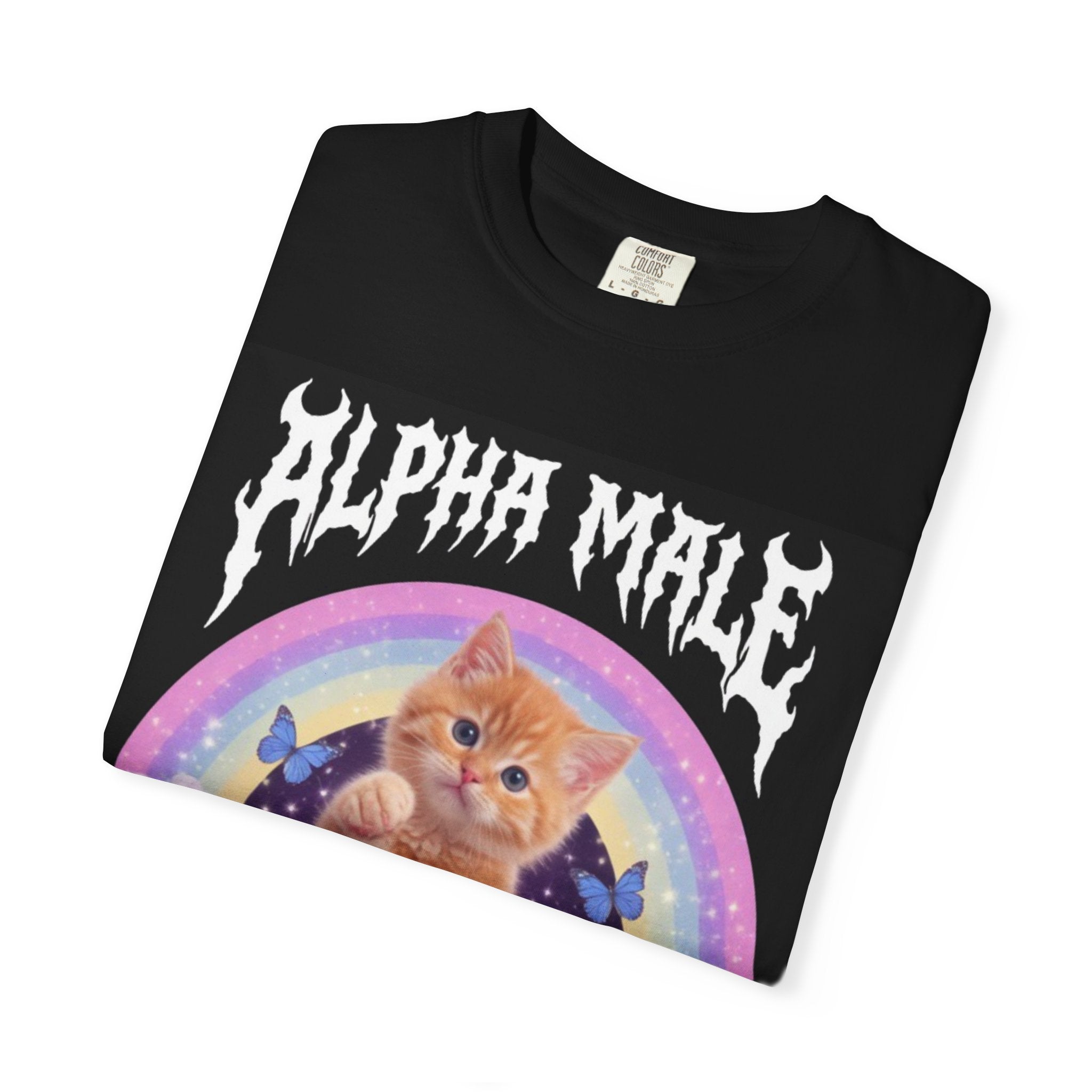Alpha Male Cat T-Shirt — Retro Rainbow Kitten Graphic Tee