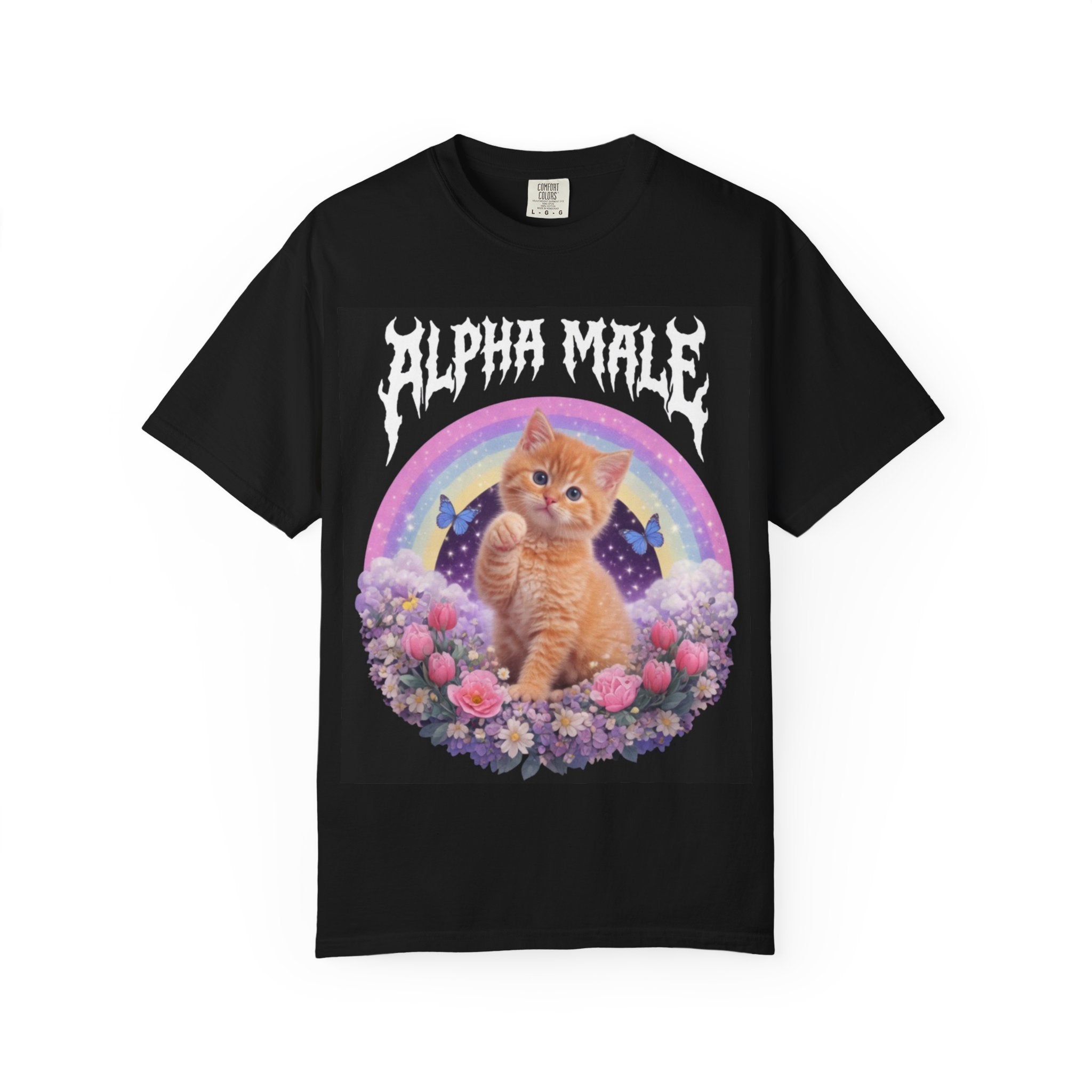 Alpha Male Cat T-Shirt — Retro Rainbow Kitten Graphic Tee